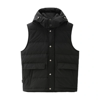 Shop Woolrich Aleutian Vest With Detachable Hood In Black
