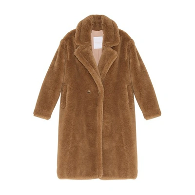 Shop Yves Salomon Woven Wool Maxi Coat In Camel
