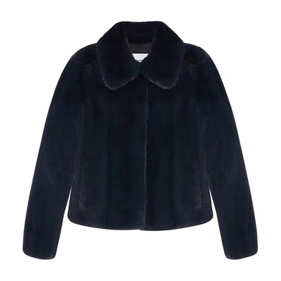 Yves Salomon Fur Jacket In Bleu Fonce | ModeSens