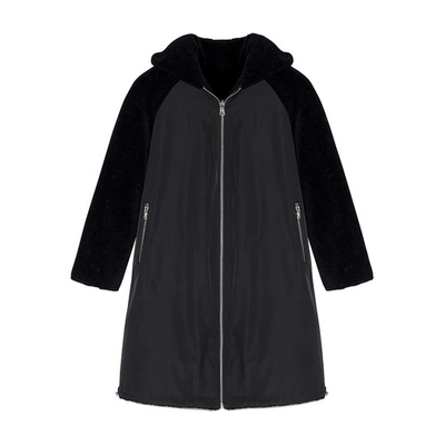Shop Yves Salomon Long Reversible Puffer Jacket In Noir