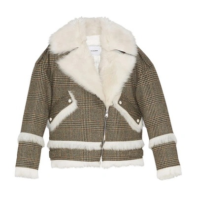 Shop Yves Salomon Woollen And Shearling Jacket In Marron