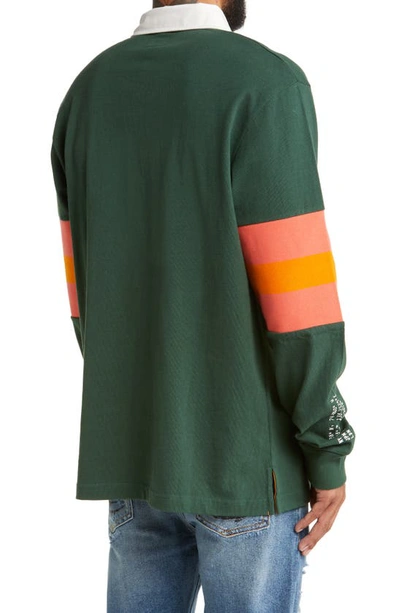 Billionaire Boys Club North Star Rugby Stripe Long Sleeve Polo In Pineneedle