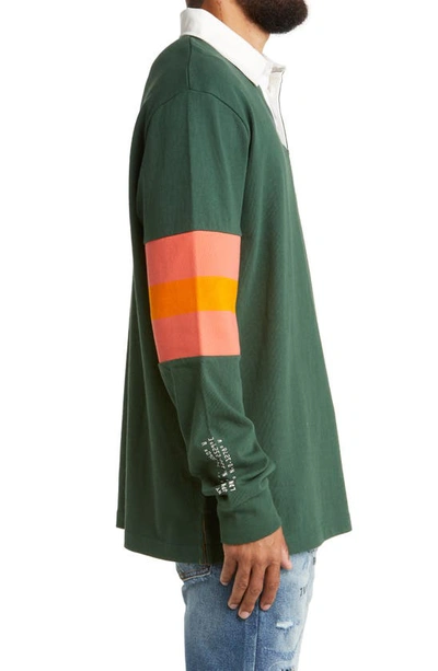 Billionaire Boys Club North Star Rugby Stripe Long Sleeve Polo In Pineneedle