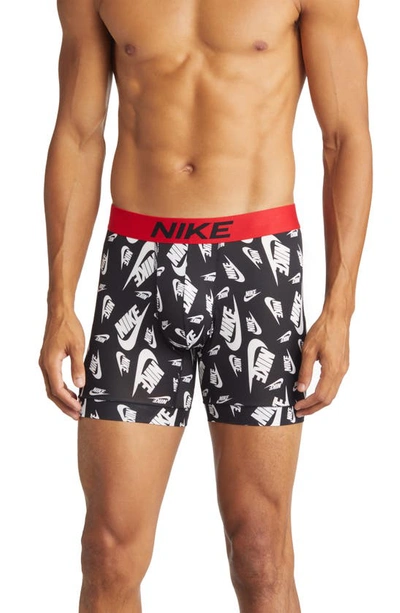 Shop Nike Dri-fit Essential Micro Boxer Briefs In Shoebox Print Black