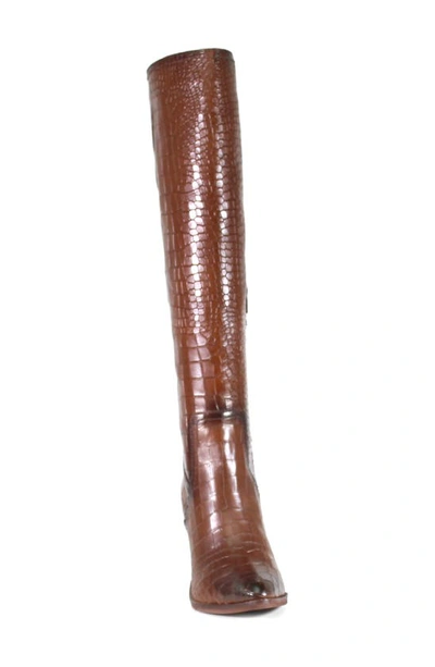 Shop Diba True True Do Knee High Boot In Brown Croc Embossed Leather
