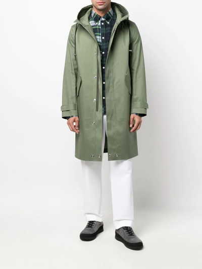 Mackintosh Granish Cotton Hooded Coat In Green | ModeSens