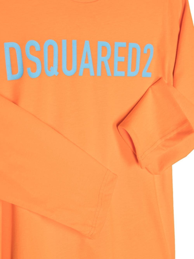 Shop Dsquared2 Logo Print Long-sleeve Top In Orange