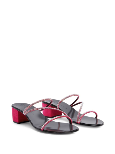 Giuseppe Zanotti Crystal Suede Trio Band Sandals In Pink