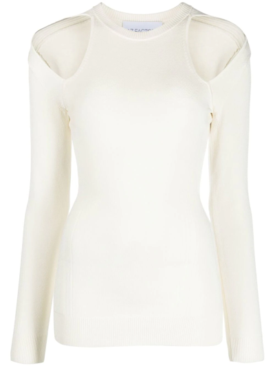 Shop Az Factory Cut-out Knitted Top In Neutrals