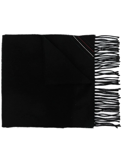 Shop Tommy Hilfiger 1985 Woven Wool Scarf In Schwarz