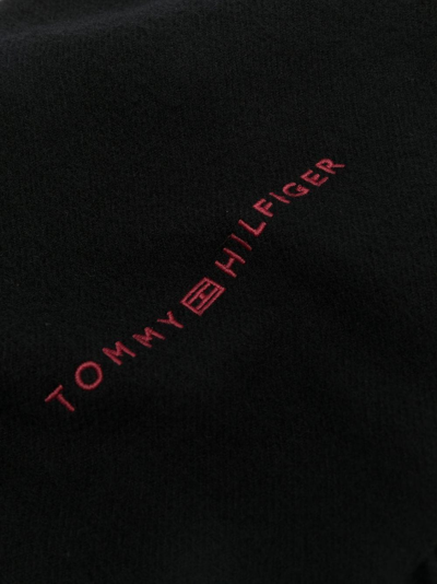 Shop Tommy Hilfiger 1985 Woven Wool Scarf In Schwarz