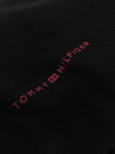 Tommy Hilfiger 1985 Woven Wool Scarf In Schwarz