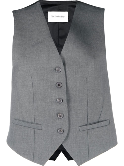 The Frankie Shop Gelso Grain De Poudre And Satin Vest In Grey