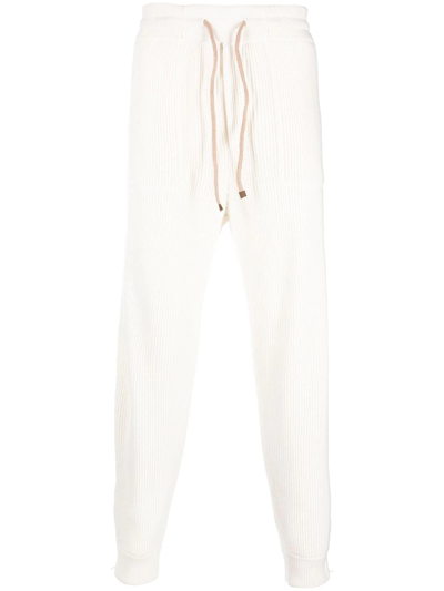 Brunello Cucinelli Drawstring Cashmere Track Pants In White