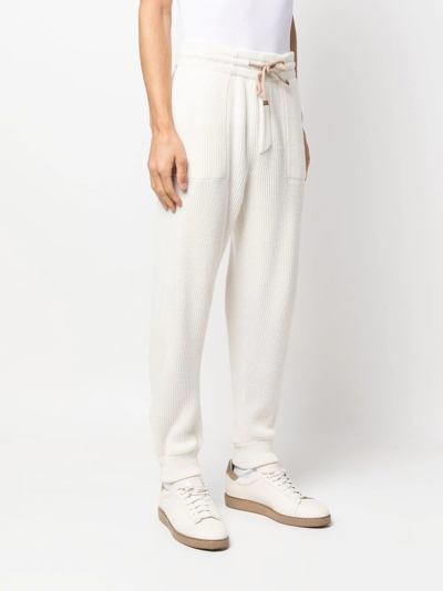 Brunello Cucinelli Drawstring Cashmere Track Pants In White
