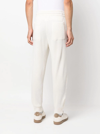 Brunello Cucinelli Drawstring Cashmere Track Pants In White