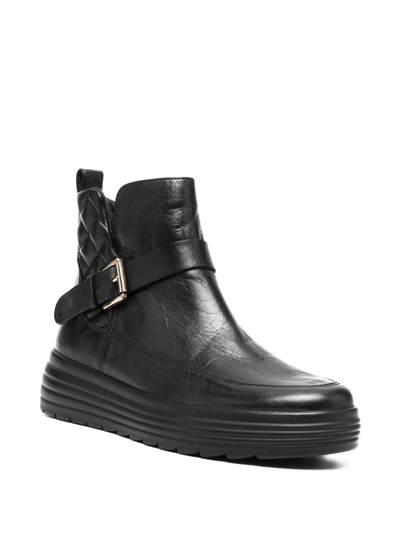 Geox Phaolae Leather Ankle Boots In Black