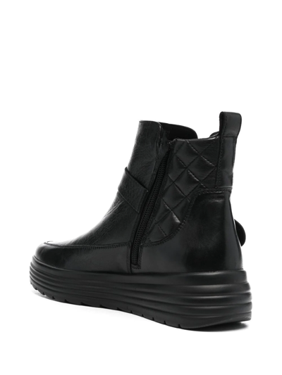 Geox Phaolae Leather Ankle Boots In Black