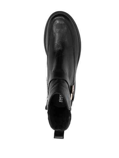 Geox Phaolae Leather Ankle Boots In Black