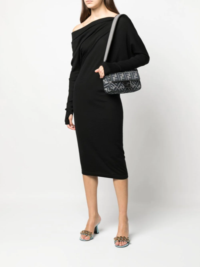 Fendi Houndstooth-pattern Baguette Bag In Nude