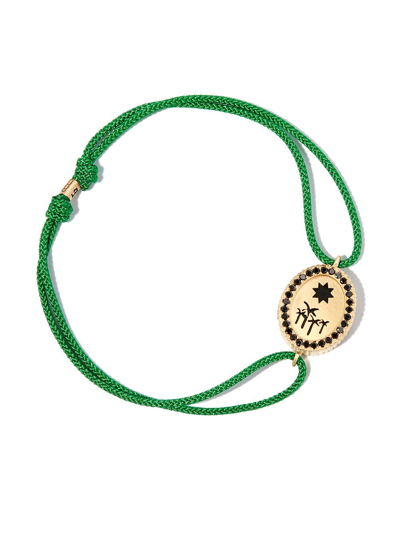 Luis Morais 14k Yellow Gold And Diamond Palm Tree Cord Bracelet In Gold