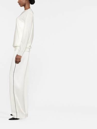 Jil Sander Crew Neck Pullover Sweater In Weiss