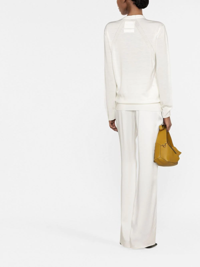 Jil Sander Crew Neck Pullover Sweater In Weiss