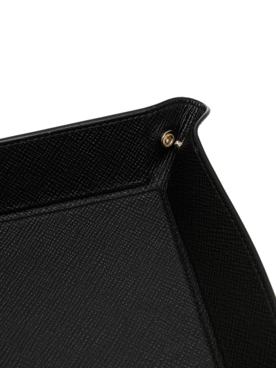 Smythson Logo-stamp Leather Tray In Black