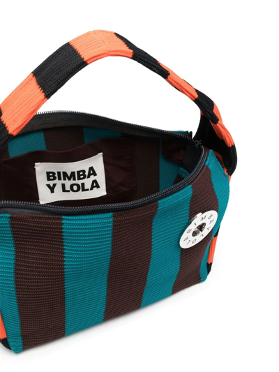 Shop Bimba Y Lola Striped Shoulder Bag In Green