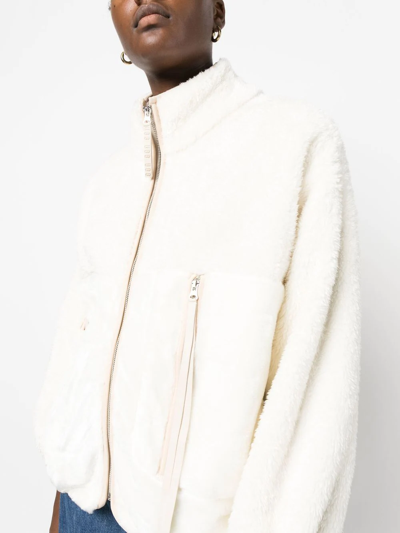 Shop Ugg Marlene Zip-up Sherpa Jacket In Nude