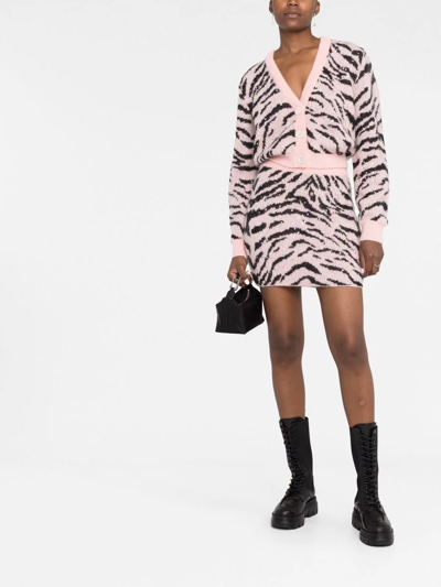 Alessandra Rich Zebra Pattern Knitted Cardigan In Pink
