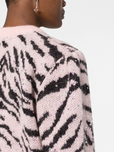 Shop Alessandra Rich Animal-pattern Knit Cardigan In Pink