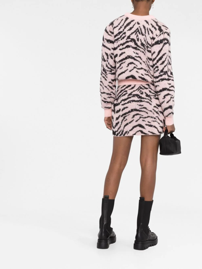 Shop Alessandra Rich Animal-pattern Knit Cardigan In Pink