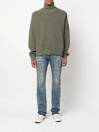 Purple Brand Paint-splatter Print Jeans In Blau