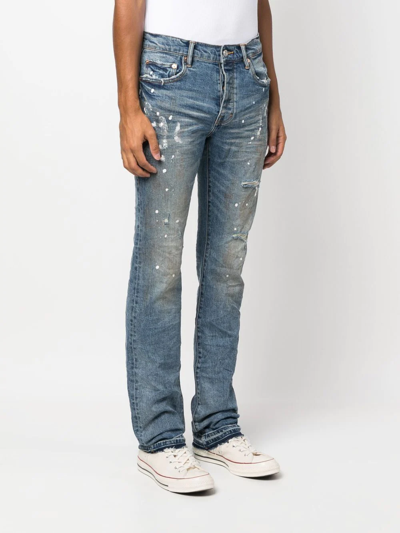 Purple Brand Paint-splatter Print Jeans In Blau