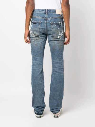 Purple Brand Paint-splatter Print Jeans In Blau