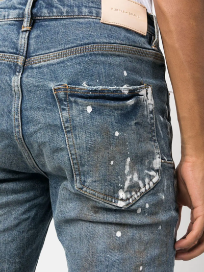 Purple Brand Paint-splatter Print Jeans In Blau