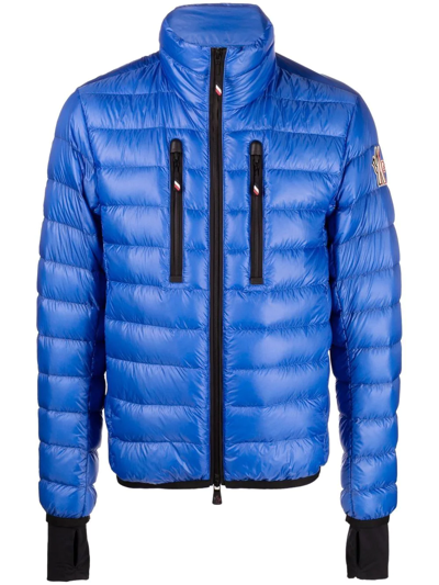 Shop Moncler Logo-patch Zip-up Padded Jacket In Blau