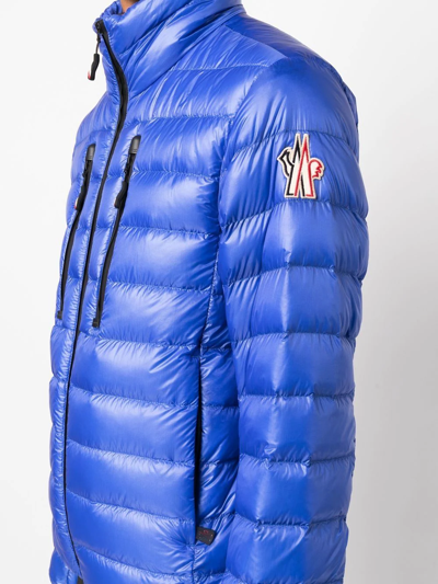 Shop Moncler Logo-patch Zip-up Padded Jacket In Blau