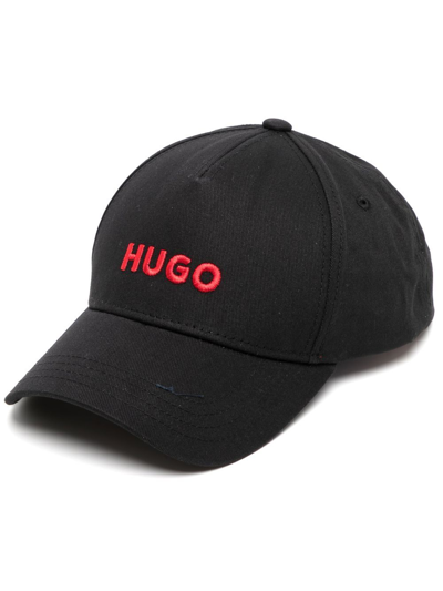 Shop Hugo Logo-embroidered Denim Cap In Schwarz