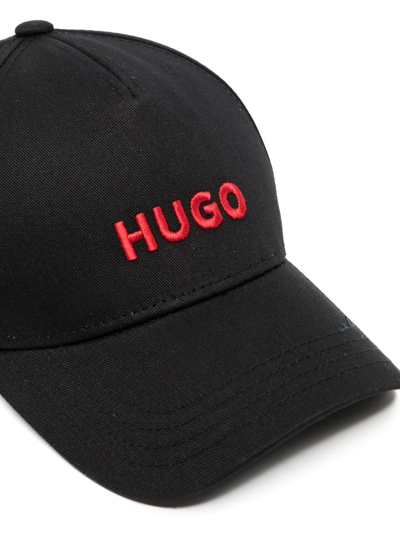 Shop Hugo Logo-embroidered Denim Cap In Schwarz