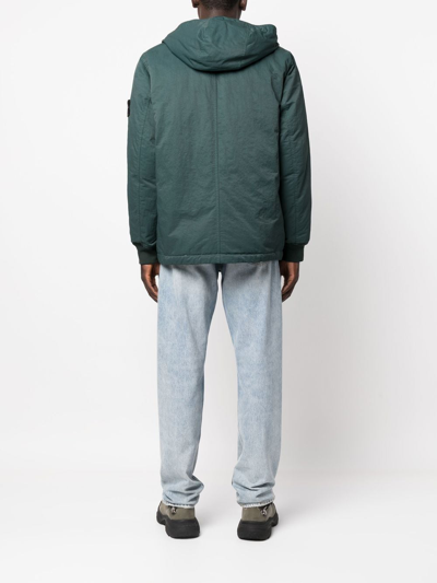 Shop Stone Island Compass-patch Hooded Jacket In Grün