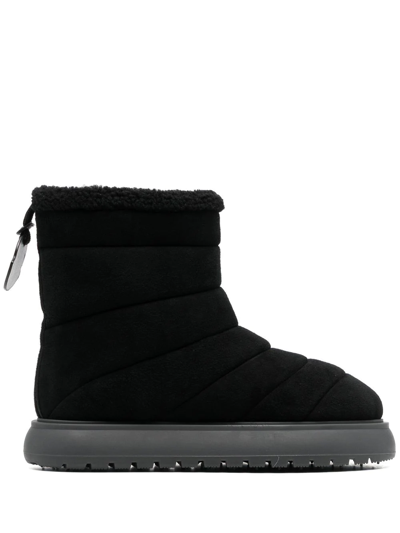 Shop Moncler Hermosa Shearling Snow Boots In Schwarz