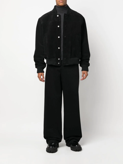 424 Black Paneled Leather Jacket In Schwarz