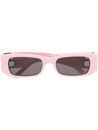 Shop Balenciaga Dynasty Rectangle-frame Sunglasses In Rosa