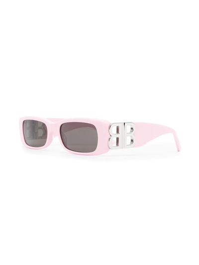 Shop Balenciaga Dynasty Rectangle-frame Sunglasses In Rosa