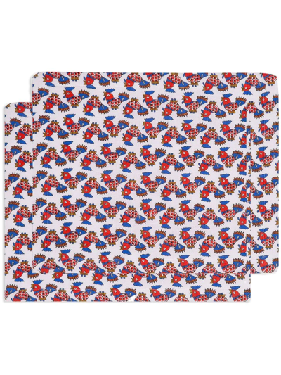 Shop La Doublej All-over Print Tablemat Set In Weiss