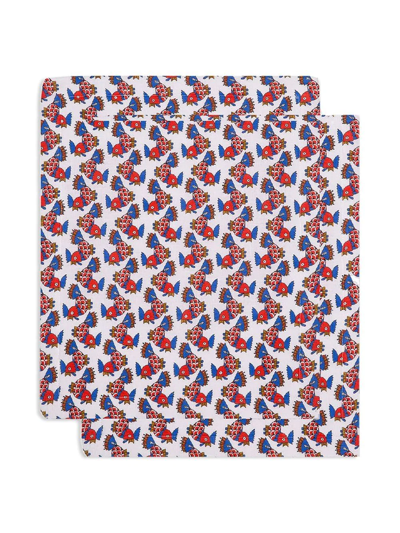 Shop La Doublej All-over Print Tablemat Set In Weiss