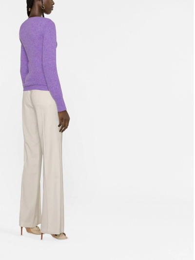 Jacquemus Pau Alpaca-blend Asymmetric Button Sweater In Violett