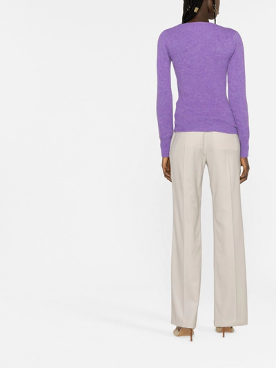 Jacquemus Pau Alpaca-blend Asymmetric Button Sweater In Violett